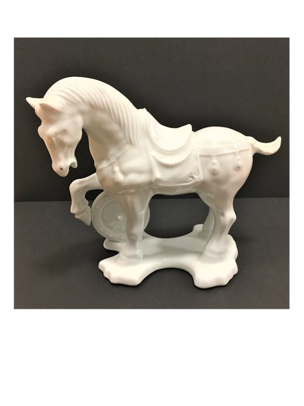 Collectible Chinese White Ceramic Horse Statue Handmade